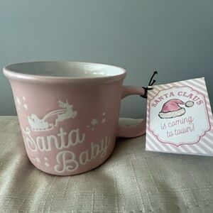 NWT Peppermint & Pine Pink Santa Baby Mug